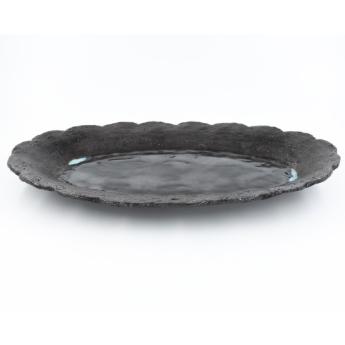 Stone Flower Servierplatte oval, 40*25*3 cm, schwarz