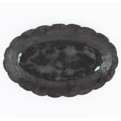 Stone Flower Servierplatte oval, 40*25*3 cm, schwarz