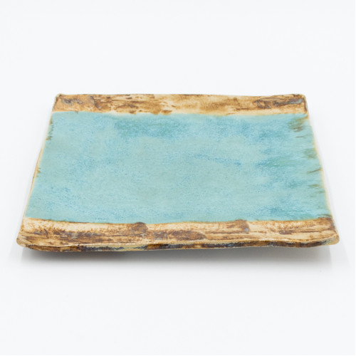 Brown Sand and Sea Frühstucksteller quadratisch 20,5*20,5 cm, blau-grün und hell braun